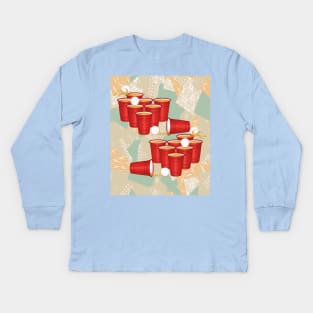 Party Drinking Game Beerpong Beer Pong Kids Long Sleeve T-Shirt